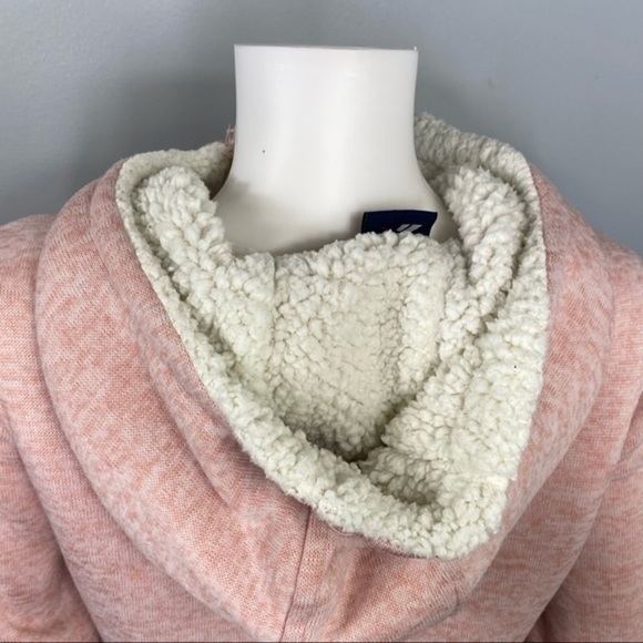 Reebok Blush Pink Sherpa Zip Up Hoodie Fleece Jacket Athletic Athleisure M Cozy - Picture 5 of 7
